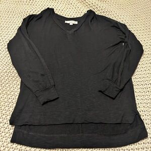 LOFT Black V-Neck Long Sleeve Pullover Top
